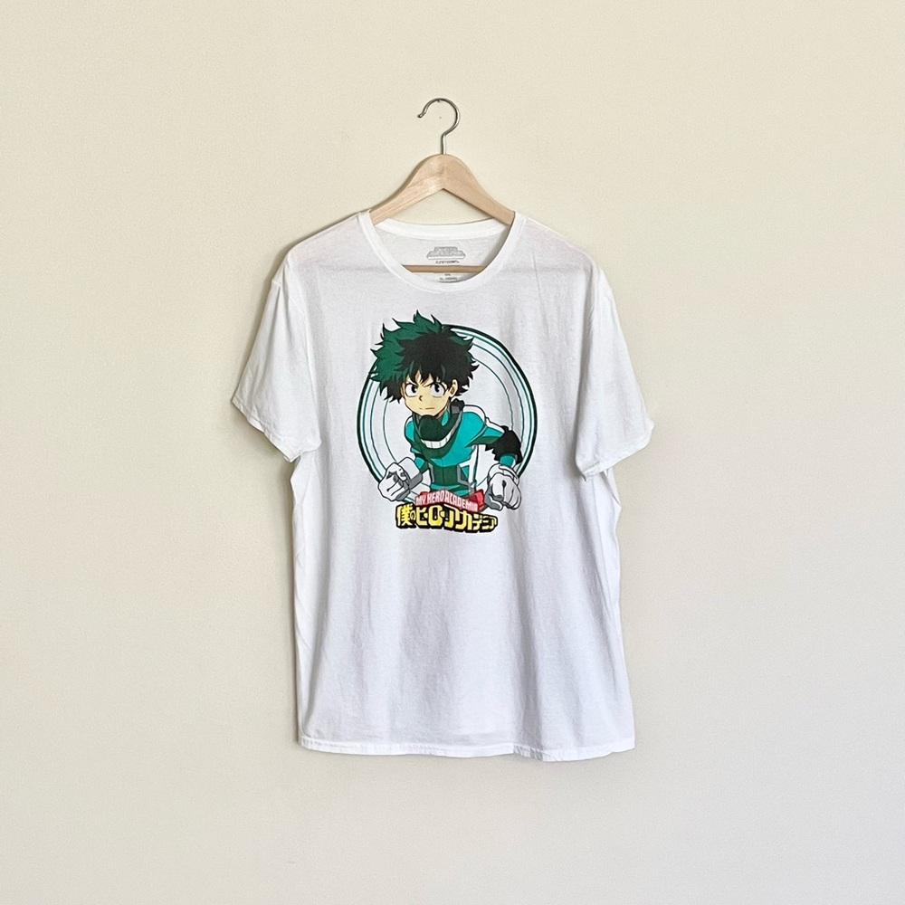 NEW My Hero Academia Deku Izuku Midoriya Graphic White T Shirt Adult size XL